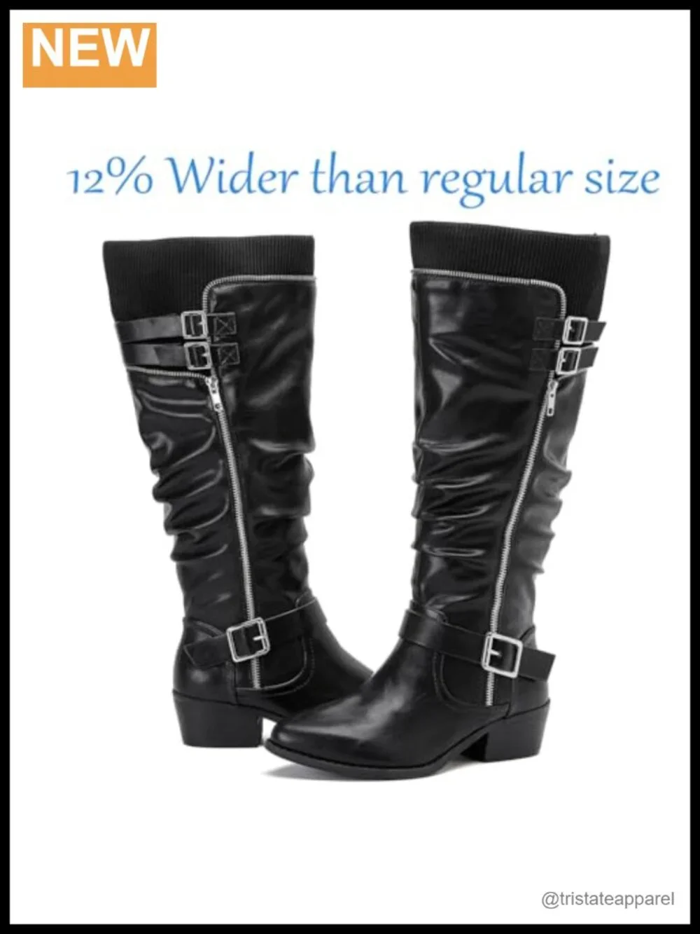 Extra Wide Calf Knee High Boots Wide Width Low Heeled Zip Closure Winter Fall
